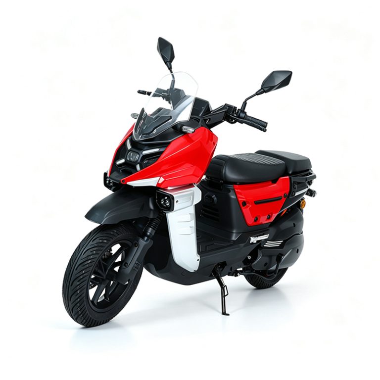JPX sporty red and black electric scooter maxi scooter front view