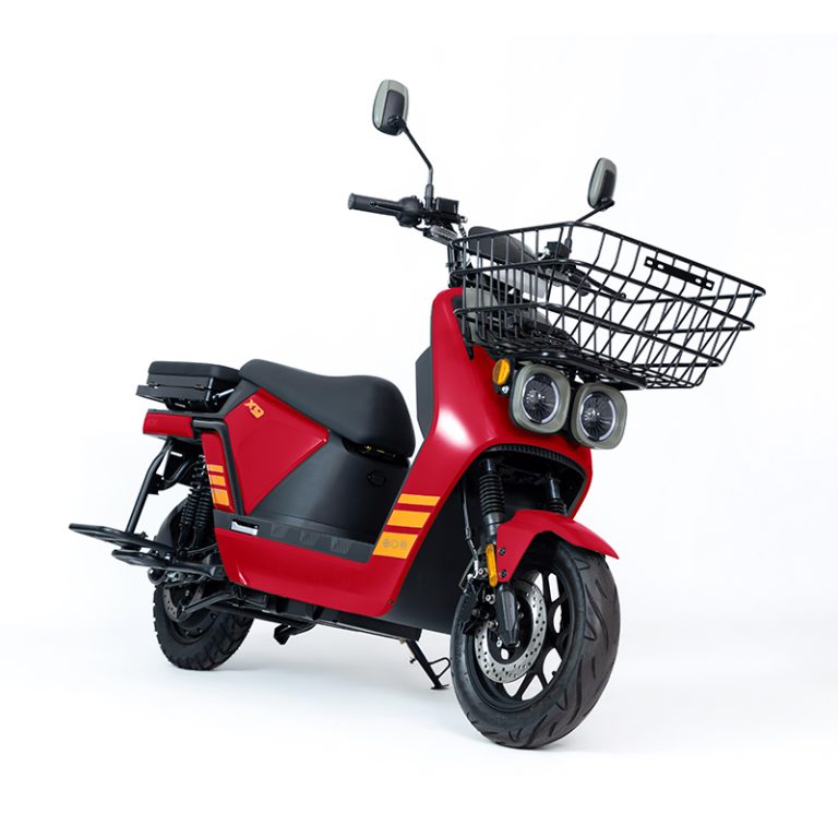 APQ-4000 red heavy duty cargo electric scooter with front basket front angle view