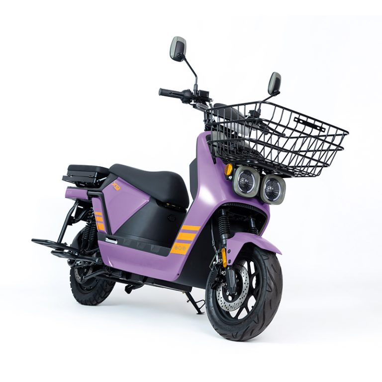 APQ-4000 purple heavy duty cargo electric scooter with front basket front angle view
