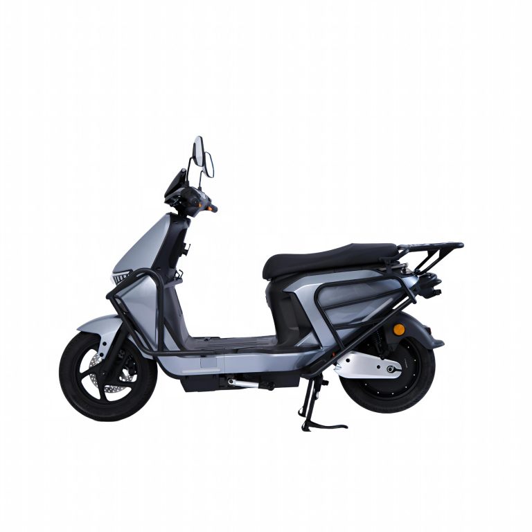 N9 grey compact utility electric scooter with rear rack side view